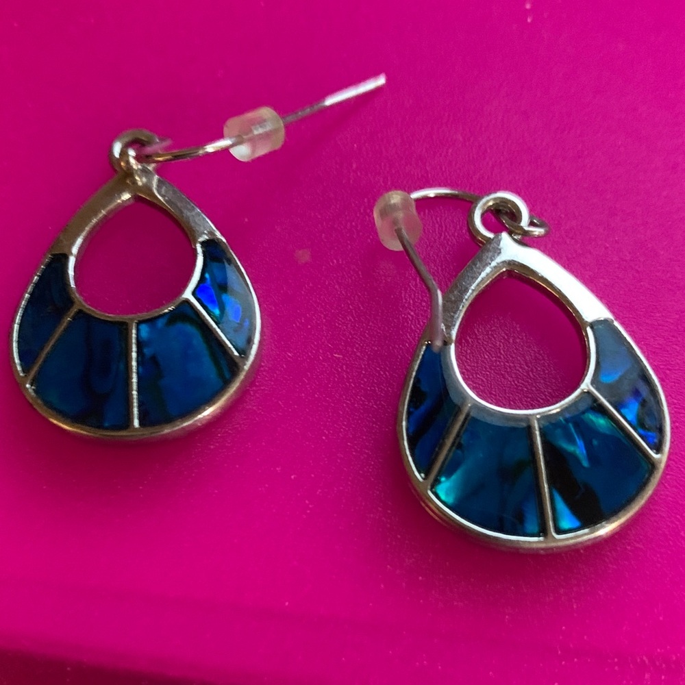 Chic Blue and Silver Teardrop Earrings